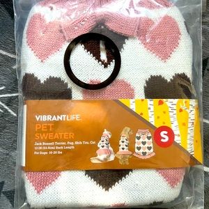 Vibrant Life Winter Dog/ Cat Pink Hearts Sweater (Sz: Small)